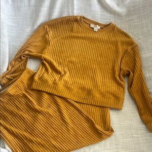 Ribbed Mustard Yellow Sweater Set